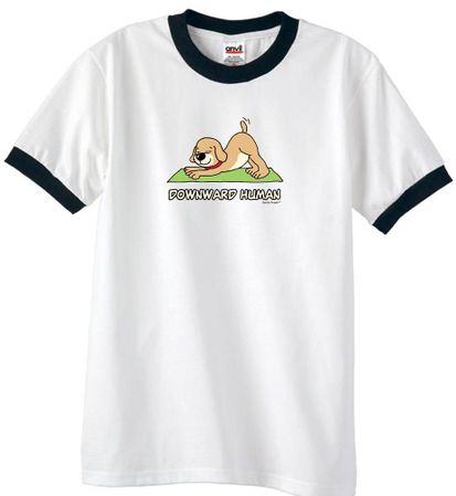 Mens Yoga Shirt Downward Human Ringer Tee T-Shirt