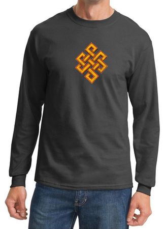 Mens Yoga Shirt Endless Knot Long Sleeve Tee T-Shirt