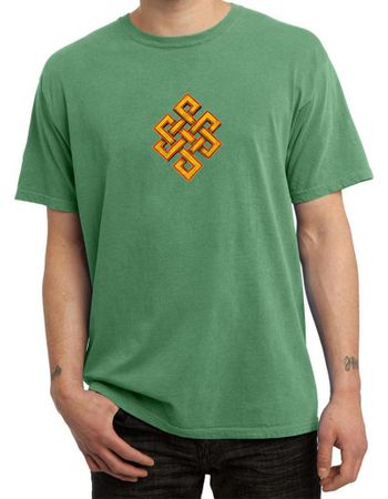 Mens Yoga Shirt Endless Knot Pigment Dyed Tee T-Shirt