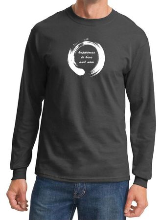 Mens Yoga Shirt Enso Happiness Long Sleeve Tee T-Shirt