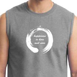 Mens Yoga Shirt Enso Happiness Muscle Tee T-Shirt Mens Yoga Shirt Enso Happiness Muscle Tee T-Shirt