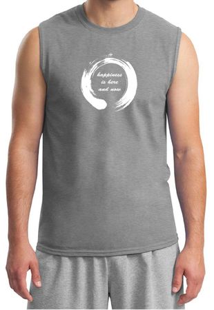 Mens Yoga Shirt Enso Happiness Muscle Tee T-Shirt