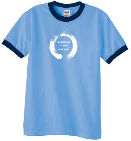 Mens Yoga Shirt Enso Happiness Ringer Tee T-Shirt