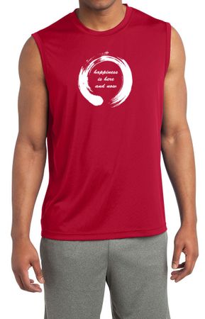 Mens Yoga Shirt Enso Happiness Sleeveless Moisture Wicking Tee