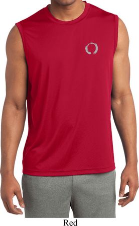 Mens Yoga Shirt Enso Pocket Print Sleeveless Moisture Wicking Tee