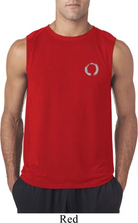 Mens Yoga Shirt Enso Pocket Print Sleeveless Tee T-Shirt