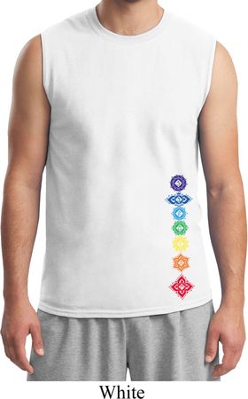 Mens Yoga Shirt Floral Chakras Bottom Print Muscle Tee T-Shirt