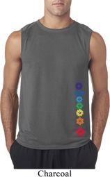 Mens Yoga Shirt Floral Chakras Bottom Print Sleeveless Tee T-Shirt