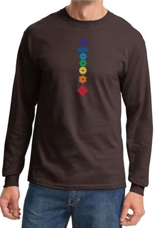 Mens Yoga Shirt Floral Chakras Long Sleeve Tee T-Shirt