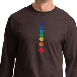 Mens Yoga Shirt Floral Chakras Long Sleeve Tee T-Shirt