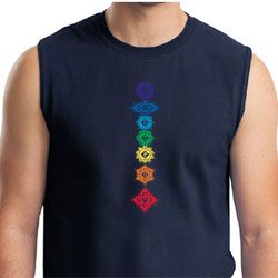 Mens Yoga Shirt Floral Chakras Muscle Tee T-Shirt