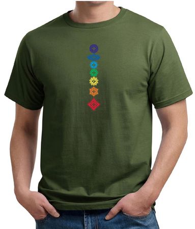 Mens Yoga Shirt Floral Chakras Organic Tee T-Shirt