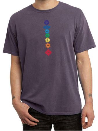 Mens Yoga Shirt Floral Chakras Pigment Dyed Tee T-Shirt