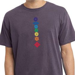 Mens Yoga Shirt Floral Chakras Pigment Dyed Tee T-Shirt