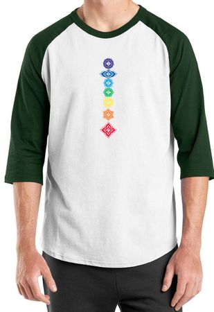 Mens Yoga Shirt Floral Chakras Raglan Tee T-Shirt