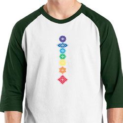Mens Yoga Shirt Floral Chakras Raglan Tee T-Shirt