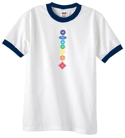 Mens Yoga Shirt Floral Chakras Ringer Tee T-Shirt