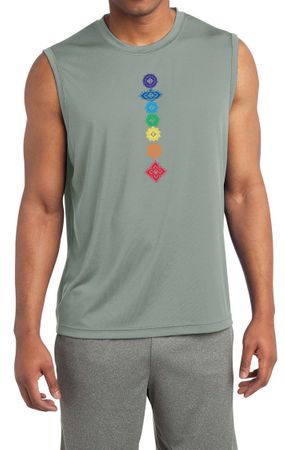 Mens Yoga Shirt Floral Chakras Sleeveless Moisture Wicking Tee T-Shirt