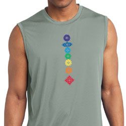 Mens Yoga Shirt Floral Chakras Sleeveless Moisture Wicking Tee T-Shirt