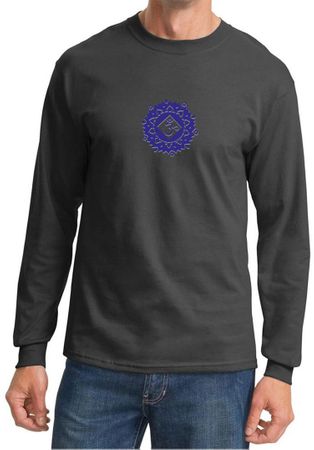 Mens Yoga Shirt Floral Sahasrara Long Sleeve Tee T-Shirt