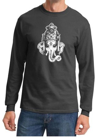 Mens Yoga Shirt Ganesha Head Long Sleeve Tee T-Shirt