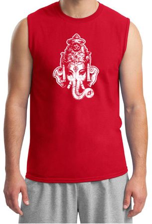 Mens Yoga Shirt Ganesha Head Muscle Tee T-Shirt