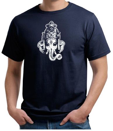 Mens Yoga Shirt Ganesha Head Organic Tee T-Shirt
