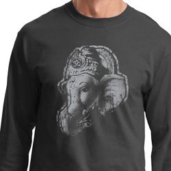 Mens Yoga Shirt Ganesha Profile Long Sleeve Tee T-Shirt Mens Yoga Shirt Ganesha Profile Long Sleeve Tee T-Shirt