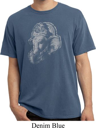 Mens Yoga Shirt Ganesha Profile Pigment Dyed Tee T-Shirt