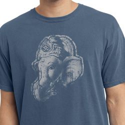 Mens Yoga Shirt Ganesha Profile Pigment Dyed Tee T-Shirt Mens Yoga Shirt Ganesha Profile Pigment Dyed Tee T-Shirt