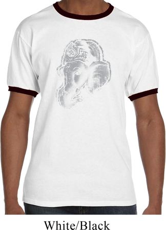 Mens Yoga Shirt Ganesha Profile Ringer Tee T-Shirt