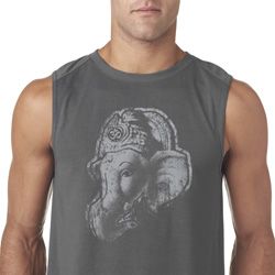 Mens Yoga Shirt Ganesha Profile Sleeveless Tee T-Shirt Mens Yoga Shirt Ganesha Profile Sleeveless Tee T-Shirt