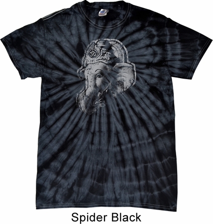 Mens Yoga Shirt Ganesha Profile Spider Tie Dye Tee T-shirt