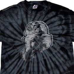 Mens Yoga Shirt Ganesha Profile Spider Tie Dye Tee T-shirt Mens Yoga Shirt Ganesha Profile Spider Tie Dye Tee T-shirt