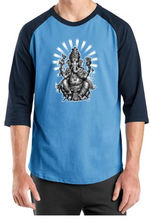 Mens Yoga Shirt Ganesha Raglan Tee T-Shirt