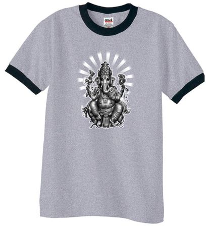 Mens Yoga Shirt Ganesha Ringer Tee T-Shirt