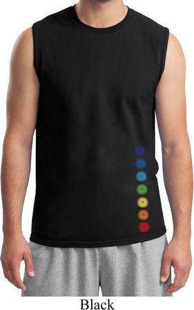 Mens Yoga Shirt Glowing Chakras Bottom Print Muscle Tee T-Shirt