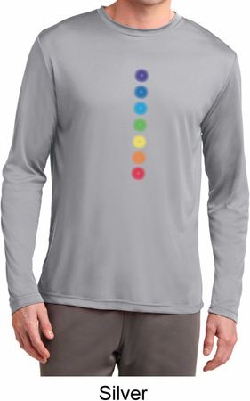 Mens Yoga Shirt Glowing Chakras Dry Wicking Long Sleeve T-Shirt