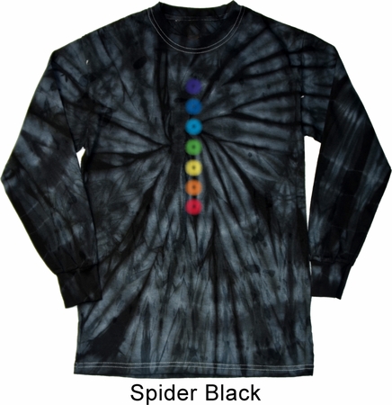 Mens Yoga Shirt Glowing Chakras Long Sleeve Tie Dye Tee T-shirt