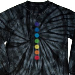 Mens Yoga Shirt Glowing Chakras Long Sleeve Tie Dye Tee T-shirt