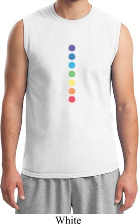 Mens Yoga Shirt Glowing Chakras Muscle Tee T-Shirt