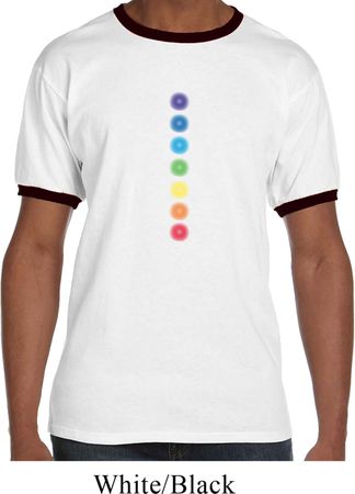Mens Yoga Shirt Glowing Chakras Ringer Tee T-Shirt