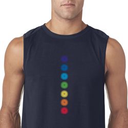 Mens Yoga Shirt Glowing Chakras Sleeveless Tee T-Shirt