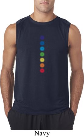 Mens Yoga Shirt Glowing Chakras Sleeveless Tee T-Shirt