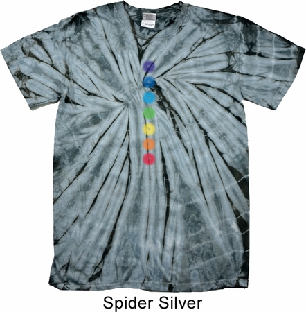 Mens Yoga Shirt Glowing Chakras Spider Tie Dye Tee T-shirt