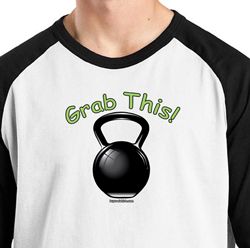 Mens Shirt Grab This Kettle Bell Raglan Tee T-Shirt