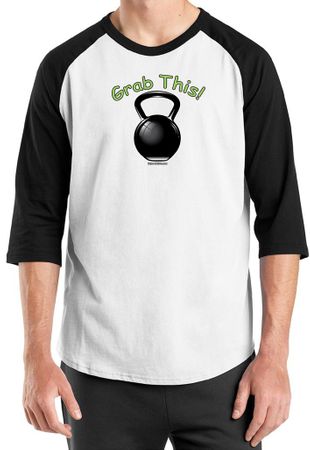 Mens Shirt Grab This Kettle Bell Raglan Tee T-Shirt