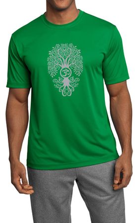 Mens Yoga Shirt Grey Bodhi Tree Moisture Wicking Tee T-Shirt
