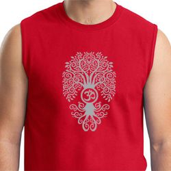 Mens Yoga Shirt Grey Bodhi Tree Muscle Tee T-Shirt