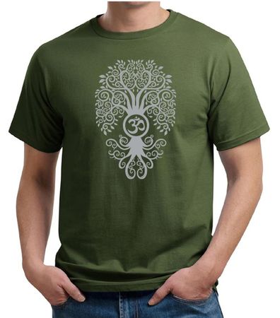 Mens Yoga Shirt Grey Bodhi Tree Organic Tee T-Shirt